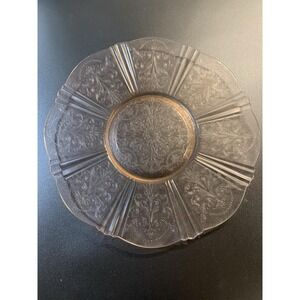 Antique Depression Glass Platter Dogwood Pink 11 3/4" Etched by Macbeth-Evans